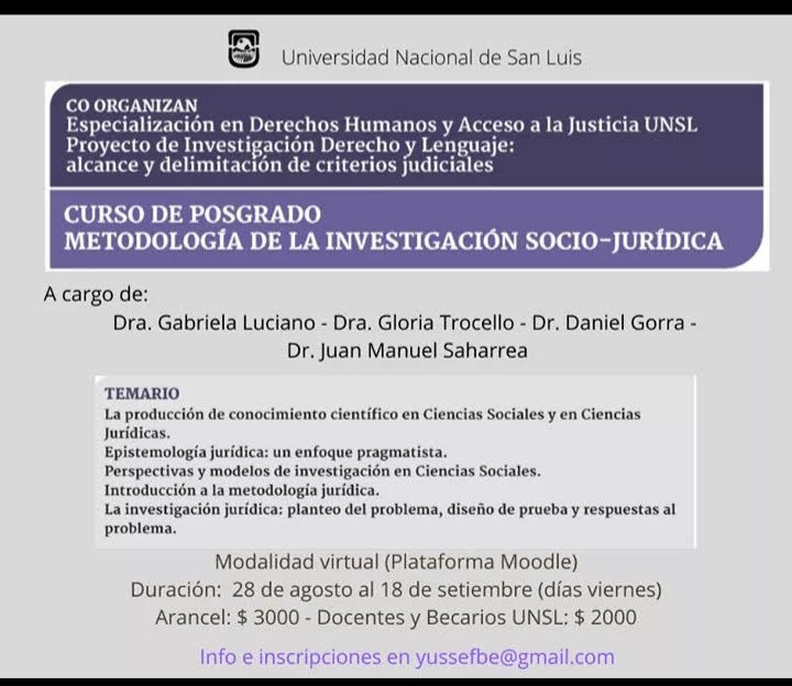 CURSO DE POSGRADO: METODOLOGÍA DE LA INVESTIGACIÓN SOCIO-JURÍDICA