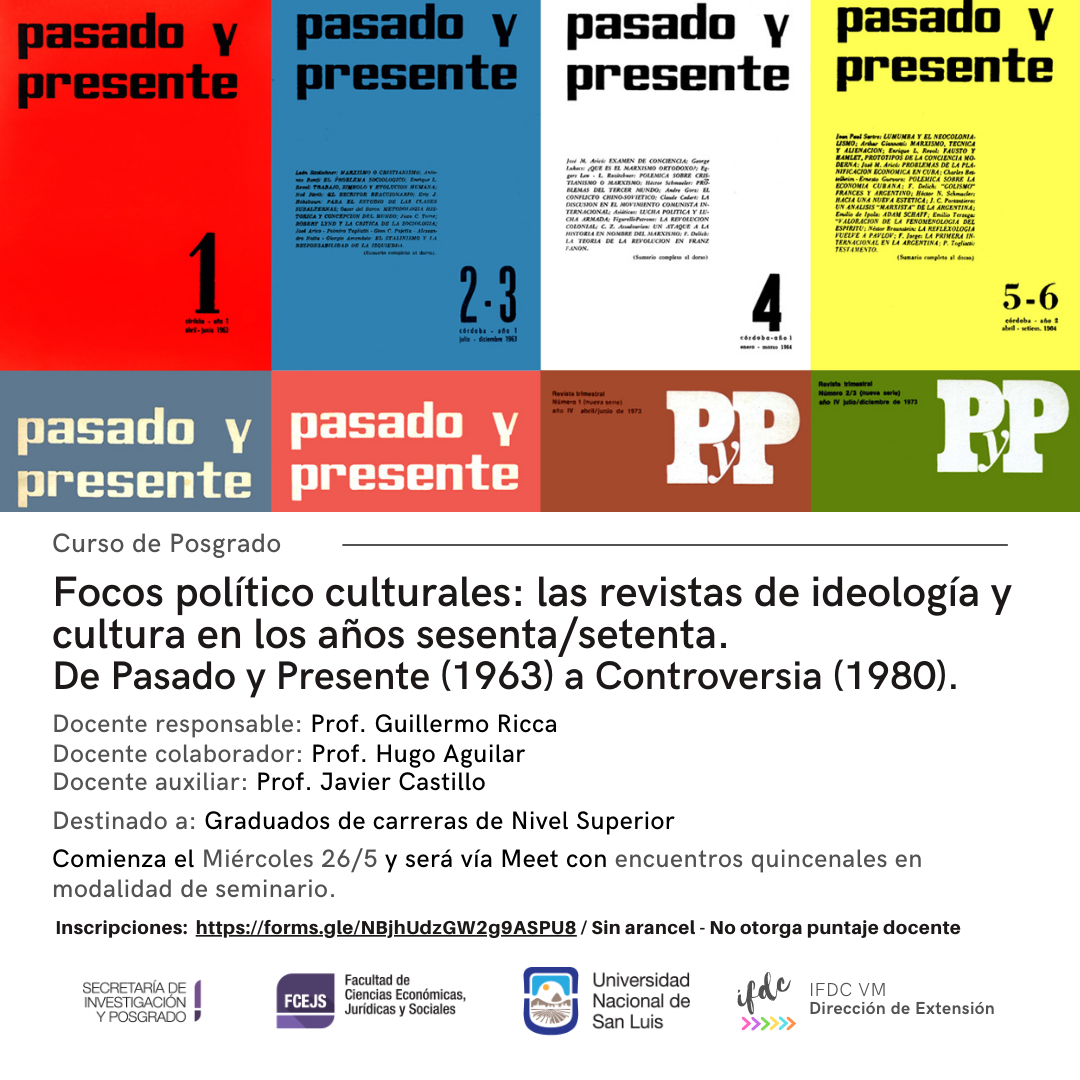 Curso de Posgrado: “Focos político culturales: las revistas de ideología y cultura en los años 60/70…”